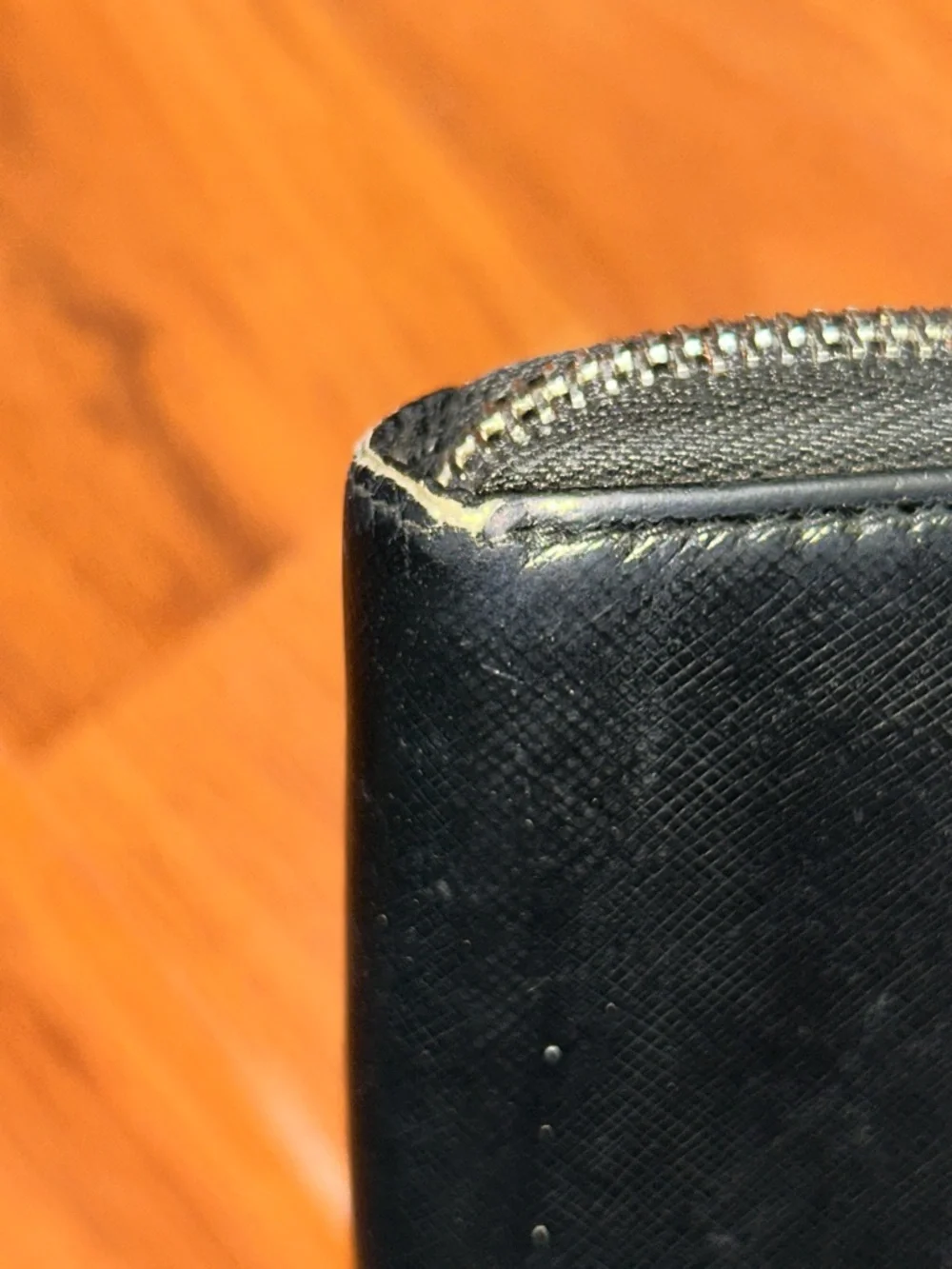 Authentic Prada Black Saffiano Zip Wallet / Coin Case